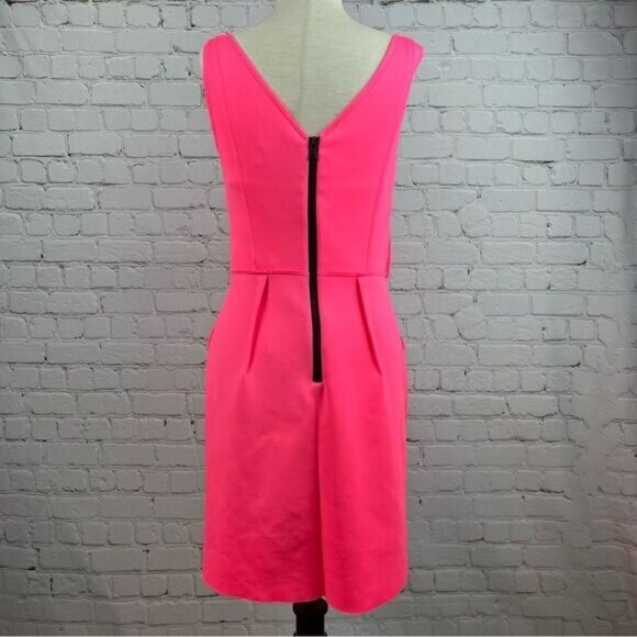 Milly Barbie Core Pink Neoprene Sleeveless Scuba Shift Dress with Pockets Size 6 - Picture 4 of 13
